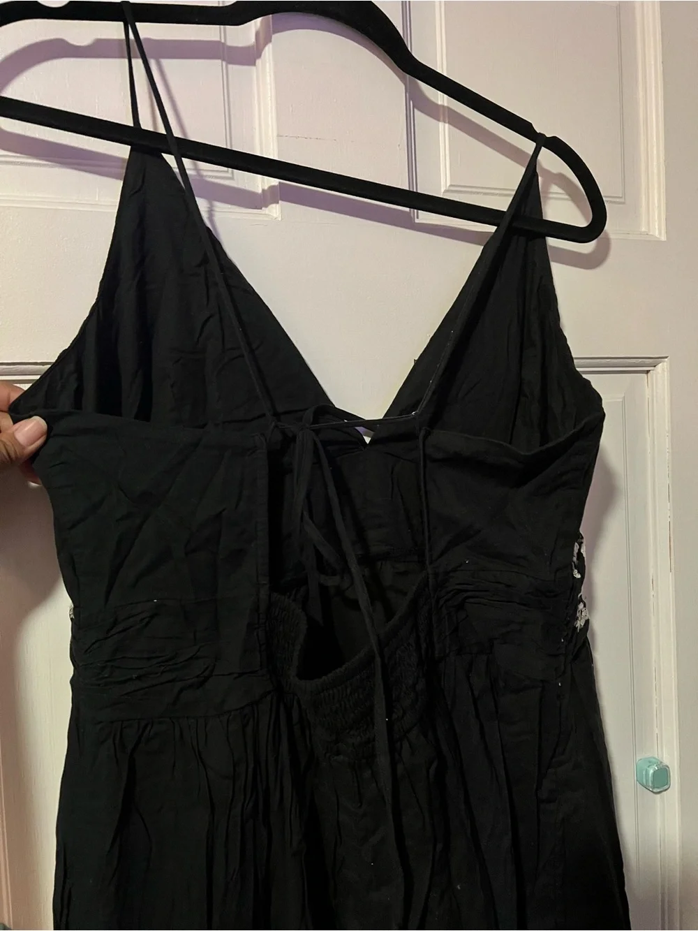 Abercrombie & Fitch Black Maxi Dress with White Floral Embroidery